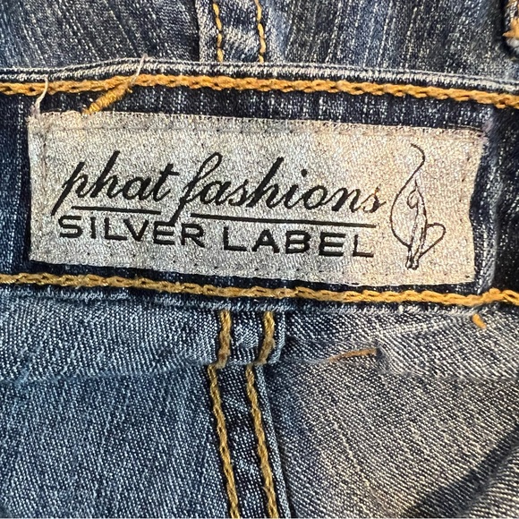 Phat Fashions Women's Dark Wash Distressed Stretchy Denim Blue Jeans Size 15 - Picture 7 of 11